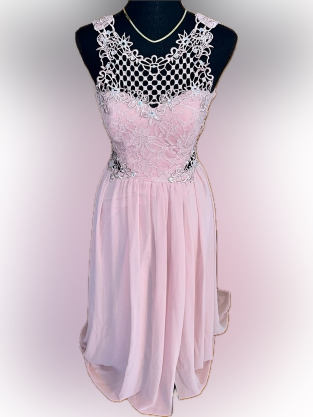 formal dresses city Studio | | City Studio Pink Embellished Illusion Lace Tulip Gown Prom Dress Size occasion-Euro Summer occasion-Spring